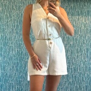 White Textured Myla Romper Pomander Place by Tuckernuck